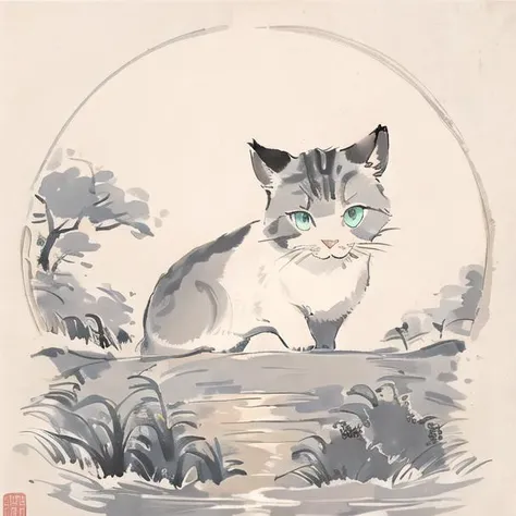 RAW photo, a close up portrait photo of cat , long hair,(masterpiece, best quality:1.2, high quality),cat, cute,facing viewer, cow cat,space background, yawning, close eye, dissolving, <lora:hair_with_scenery:1>,galaxy,looking at viewer,full body <lora:MoXinV1:0.7> <lora:shukezouma_v1_1:0.8>,bonian,moon background, simple background, water,no human, reflection, robot cat,cyberpunk,