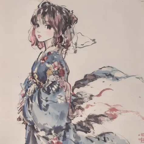 <lora:shuimobysimV3:0.8>, <lora:shuV2:1>, <lora:yuyuko:1>, shuimobysim, shukezouma, (( best quality, masterpiece, )) 1girl, solo, saigyouji yuyuko, pink hair, kimono,