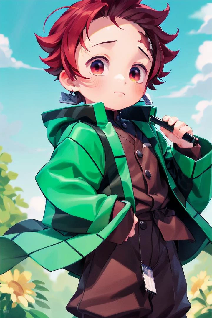 (one -yeld bo.2),(male face details:1.2),more details in eyes,cute,looking at viewer, face,details sky,handsome,young,juvenile,((masterpiece:1.4,best quality)),multiple details, eyeshadow,sfw, full shot, green valley, <lora:Tanjiro:0.7> (TANJIRO), (ORIGINALOUTFIT), (SCAR,SCAR ON FOREHEAD, CHECKERED CLOTHES, 1BOY, RED HAIR),<lora:add_detail:0.2>, green and black clothes, high res, ultra detailed character,
<lora:thebrushking:0.5> thebrushking,