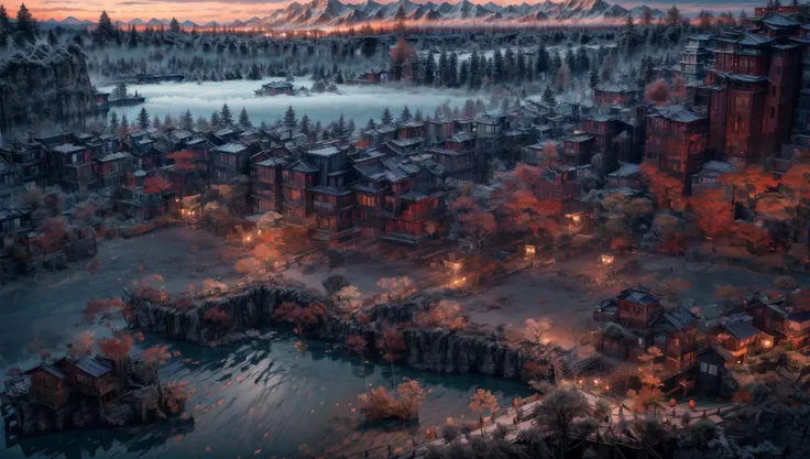 ((masterpiece:1.4,best quality)), cloud, outdoors
(mountains), spring glade, scenery, sky, winter,
(early morning:1.4),morning red, high detail, abundant, 8k, high detail, wallpaper,
<lora:more_details:1.5>, <lora:Ancient_city:0.7>, BJ_Ancient_city