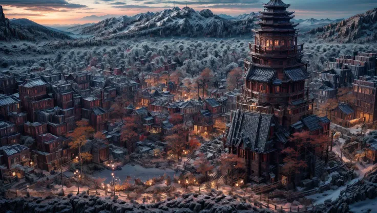 ((masterpiece:1.4,best quality)), cloud, outdoors
(mountains), spring glade, scenery, sky, winter,
(early morning:1.4),morning red, high detail, abundant, 8k, high detail, wallpaper,
<lora:more_details:1.5>, <lora:Ancient_city:0.7>, BJ_Ancient_city