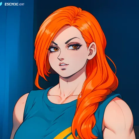 Best_QualityPos, RAW photo, intricate details, best quality, 8k uhd, soft lighting, 1girl, solo, dbs_bs, becky lynch, long hair, orange hair, brown eyes <lora:Dragon_Ball_Super_Broly_Style_Last:0.7>  <lora:Becky_Lynch:0.6>