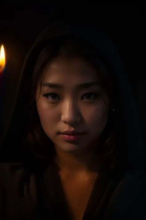 DEN_nana_fukada,
(in a dark room in (pitch black:1.2) amongst a (candle light vigil:1.2), (candles:1.1), (candle light:1.1), (pitch black room:1.2), (darkness:1.1), wearing a (sheer robe:1.1), robe, sheer, (lots of candles:1.2):1.2),
bokeh, f1.4, 40mm, photorealistic, raw, 8k, textured skin, skin pores, intricate details  <lora:epi_noiseoffset2:1>, epiCRealism
