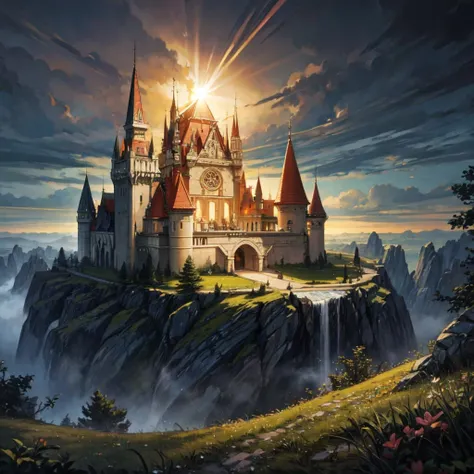 high quality, highly detailed, <lora:add_detail:1>, a lot of lights, warm lights, landscape, forest, grass, sun, magic forest, magic, fantasy world, fantasy, sunny, bright, (intricate details:1.12), hdr, (intricate details, hyperdetailed:1.15), epic realistic, hyperdetailed, (cycles render:1.3), caustics, (glossy:0.58), (artstation:0.82)