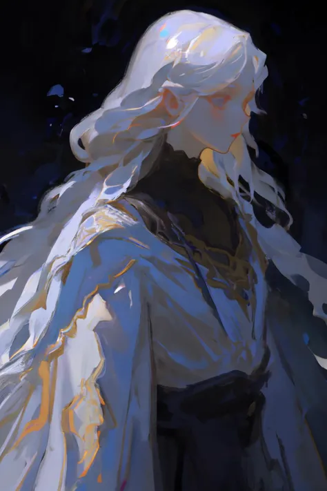 (Style by NTY:1.4), female, white hair, intricate, dark <lora:OilPaint:0.7>