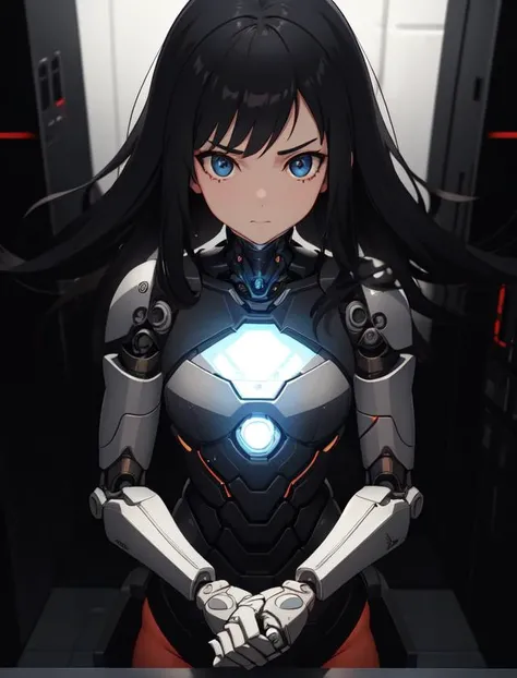 a girl, semi-cyborg, biomechanical arms, medium shot, cinematic, hyperdetailed