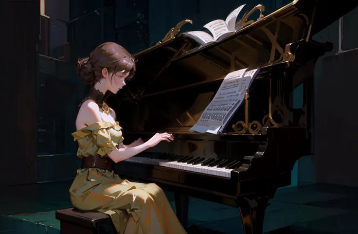 a painting of a girl playing a piano, a photorealistic painting by Mandy Jurgens, deviantart, figurative art, detailed painting, photorealistic, artwork
<lora:OilPaint:0.7>