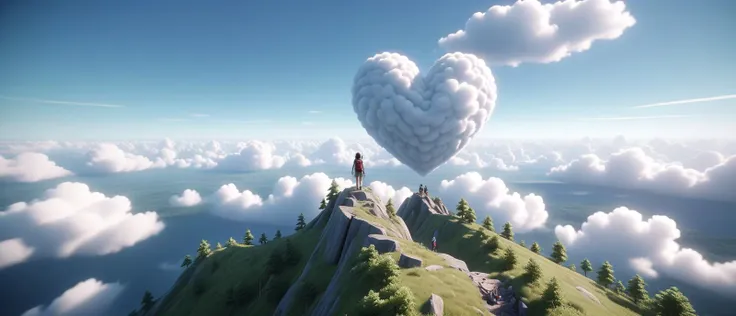 (Heart-Shaped Clouds:1.3), [:(A mesmerizing woman crafted from black metal:1.2), (her silhouette sleek and formidable, with a surface that catches the light with a subtle, enchanting luster), (features finely wrought, suggesting both strength and elegance, her presence commanding yet ethereally graceful) (with extremely long flowing Amethyst Jewel Tone hair, wearing Strappy Bodice:1.2),:2] (Hiking:1.3), UHD, 4k, anime, highly detailed face, cinematic, hyper realistic, <lora:Twilight_Glade:1.0>