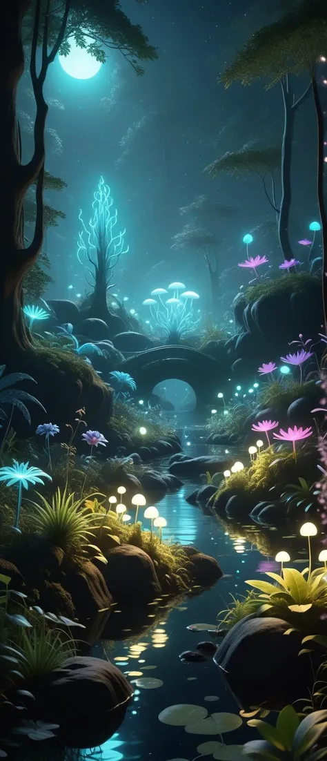 (Enchanted Garden:1.3), [:(A mesmerizing little child girl crafted from black metal:1.2), (her silhouette sleek and formidable, with a surface that catches the light with a subtle, enchanting luster), (features finely wrought, suggesting both strength and elegance, her presence commanding yet ethereally graceful) (with extremely long flowing Galaxy Purple hair, wearing Spiked Wristband and Matching Collar Set:1.2),:2] (battle in enchanted forest at night bioluminescent plants and creatures adding a surreal atmosphere:1.3), UHD, 4k, anime, highly detailed face, cinematic, hyper realistic, <lora:letitflrsh_let_it_flourish_V1.0:1.0> letitflrsh