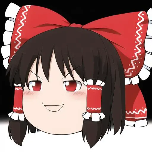 masterpiece, best quality, <lora:22_yukkuri_lora:1>, yukkuri, hakurei_reimu, smug, white_background, full_body, small