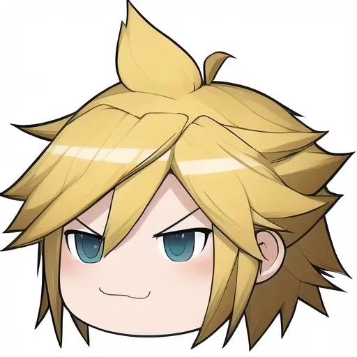 masterpiece, best quality, <lora:22_yukkuri_lora:1>, yukkuri, cloud_strife, smug, white_background, full_body