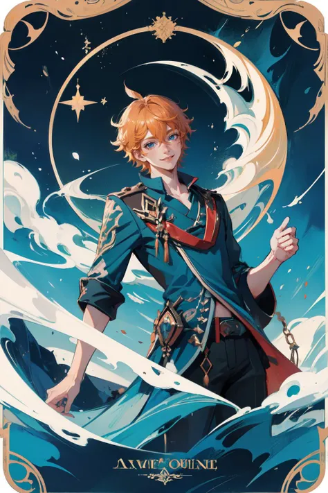 (masterpiece, best quality, hires, high resolution:1.2),(extremely detailed, intricate details, highres),
1boy,flat breast,
short hair,orange hair,hair between eyes,freckles,eyelashes,blue eyes,Tartaglia\(genshin impact\),<lora:Tartaglia:0.8>,
happy,smile,
dynamic pose,china clothing,
leaf,flower,green theme,simple background,blue sky,