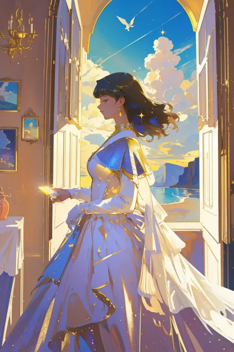 1girl, [ (vibrant art stylized by Albert Kotin:0.9) : (Gustave Van de Woestijne:0.9) :6], 8k thick layered papercut art of, exquisite, Dutch angle shot of a ("Emeria Shepherd":1.3) , it is very 50s Art and [Dreadful|Homely], inside a Aggravated Mudroom, desolate beach and mountains, Raining, soft focus, Visual novel, Fantasy, Villagecore, side lit, F/2.8, Sepia filter, Light sparkles, Plain white background, hyperdetailed, HDR, dimensional, high stack, heavy texture, surrealism, baroque