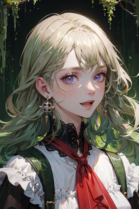 ((best quality, masterpiece, absurbres, super-resolution)), Portrait, Moss Green Fashion, Red Cherry Accessories, supermodel