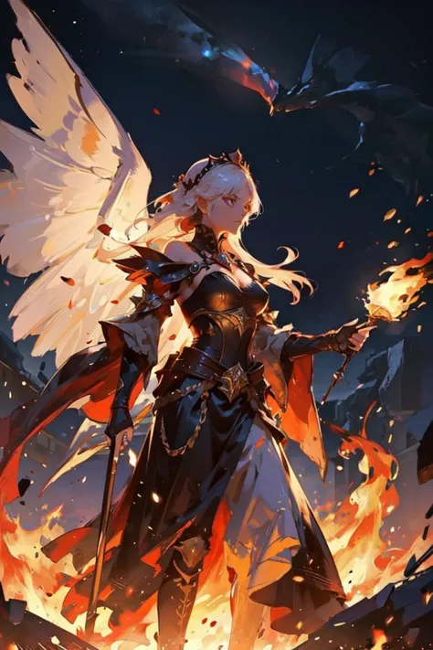 She's the queen of the night
For our god and king, she fights
And relentlessly she walks
To the edge of the world
Through the fire and flames
Through her enemies remains
They will see her glory now