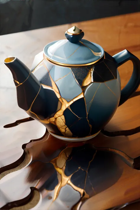 <lora:kintsugi:1.0>, kintsugi teapot || masterpiece, perfect quality, sharp focus, shallow depth of field, 8k