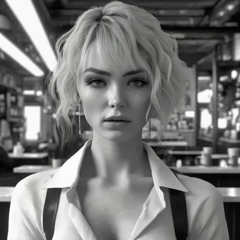 ((ultra intricate details, digital art style, airbrushed)),  ((body shot)), (1girl:1.2), Lisa Garland from Silent Hill, tragic 23 year old nurse (sitting in an abandoned (dilapidated:1.1) misty (American diner:1.1), (white nurses uniform under a (red cardigan:1.2), white skirt, long (dirty-blonde:1.1) hair, sad, forlorn, worried, heart broken, (thick volumetric haze mist everywhere:1.3), dirty tables and stools, crusty countertops, broken windows, white vintage nurse hat