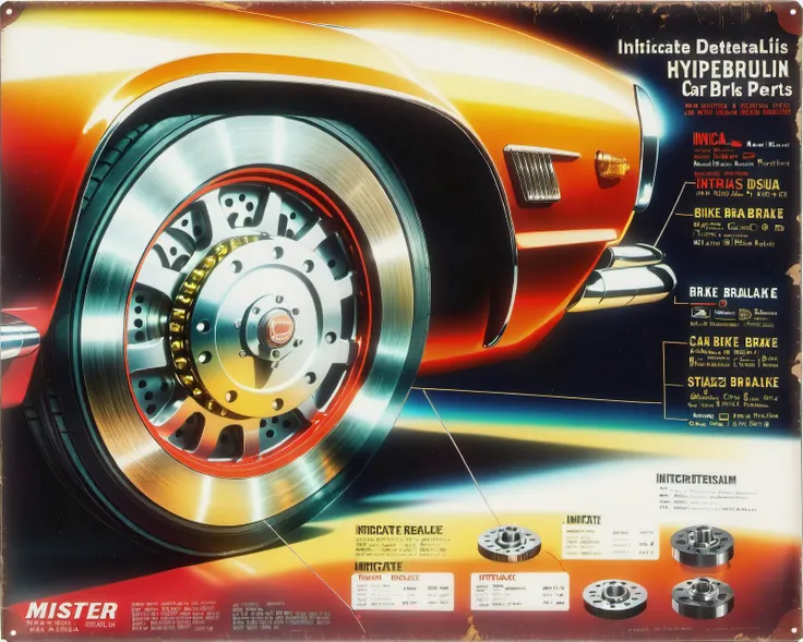 (intricate details:1.2), (photorealistic), (masterpiece), (photography), cinematic lighting, (hyperrealistic:1.2),
Car Brake Disk, parts info, diagram, manual, instructions, vintage poster, old colors
<lora:robot_info:0.5> robotinfo