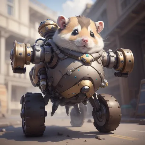 a hamster on a mechanical quadrupedal legged ball ,<lora:OverwatchTech-28:0.8>,owtech , 3d,overwatch,