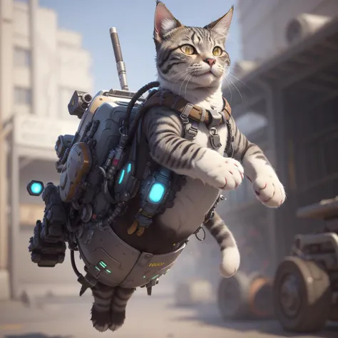 a cat with a jet-pack,<lora:OverwatchTech-28:0.8>,owtech , 3d,overwatch,