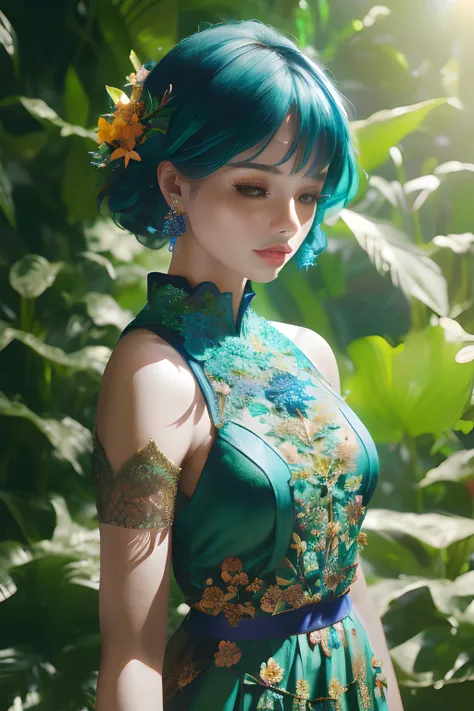 fashion photography portrait of girl with blue hair, in lush jungle with flowers, 3d render, cgi, symetrical, octane render, 35mm, bokeh, 9:16, (intricate details:1.12), hdr, (intricate details, hyperdetailed:1.15), (natural skin texture, hyperrealism, soft light, sharp:1.2), detailed, sunlight passing through foliage,
DeepJourney, deepjourney,
<lora:DeepJourney2:1>