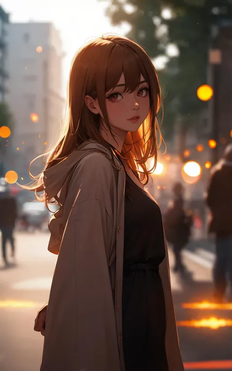 ((masterpiece, best quality)), insaneres, absurdres, solo, vanishing point,
1girl,
outdoors, lens flare, depth of field, bokeh, embers, looking at viewer,
