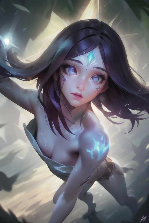 ((masterpiece)), (best quality), 8k, ultra-detailed, absurdress, 1girl, 3d, athletic body, neeko, neeko \(league of legends\), beautiful face, detailed face, beautiful, full body, naked, completely naked, small breast, photorealistic, upper body, (hyperrealistic:1.2), <lora:neeko_:0.7>,, extremly detailed, ((Cinematic lighting)), (glowing), ((dramatic lighting)), ((beautiful detailed glow)), intricate detail, lens flare