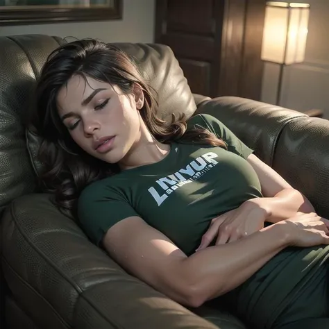 lara_croft, (laracroft:0,3), 
(lying, lying_on_back, sitting on_couch, from_side:1.7),
(sleeping, closed_eyes, parted_lips:1.7), smile
(t-shirt, sweatpants:1.7),
<lora:3DMM_V12:0.5>,
masterpiece, best quality, highly detailed, 
depth of field, dynamic pose, dramatic angle, unreal engine, 8k, highly detailed, photo, photorealistic, hyperrealistic, cinematic lighting, cinematic composition, beautiful lighting, sharp, details, hdr, 4kdr, 4k