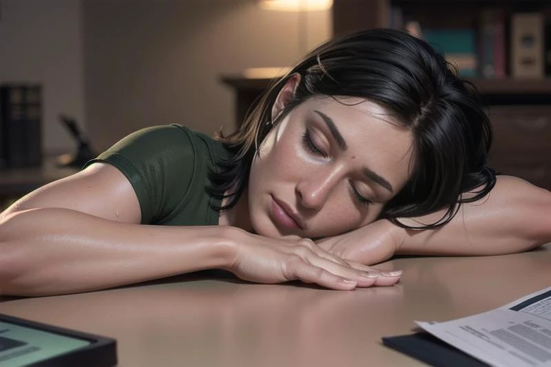 lara_croft, (laracroft:0,3),
(sleeping, on_desk, expressionless:1.7),
(sleeping, closed_eyes, parted_lips:1.7),
(t-shirt, sweatpants:1.7),
<lora:3DMM_V12:0.5>,
masterpiece, best quality, highly detailed,
depth of field, dynamic pose, dramatic angle, unreal engine, 8k, highly detailed, photo, photorealistic, hyperrealistic, cinematic lighting, cinematic composition, beautiful lighting, sharp, details, hdr, 4kdr, 4k