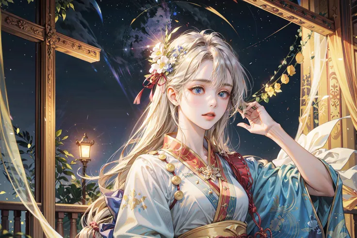 ((best quality, masterpiece, absurbres)) Tanabata Festival, Celestial Wishes, Starlit Serenade, Cultural Festivities, Vibrant Decorations, Serene Night Skies