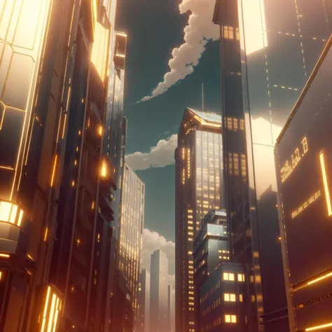 <lora:GoldenTech-20:0.8>,goldentech ,scifi, golden, reflective ,
city buildings