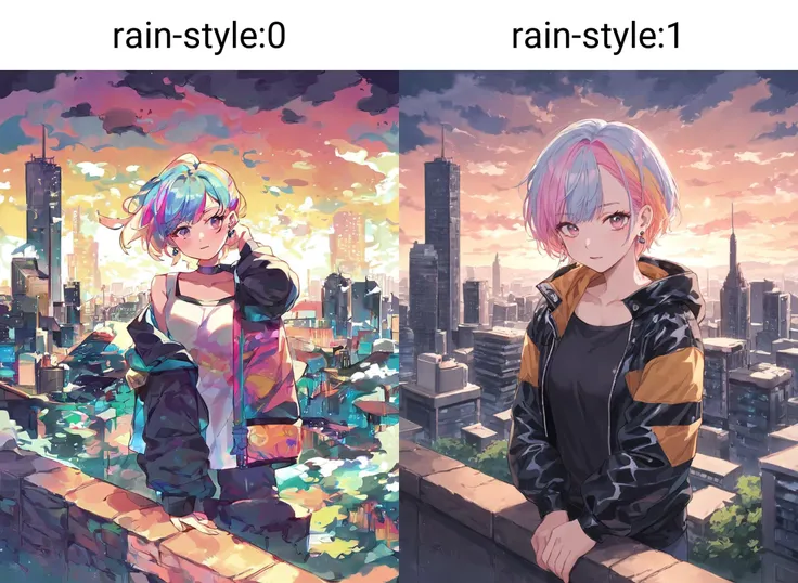 score_9, score_8_up, score_7_up, score_6_up,score_5_up,score_4_up, source_anime, 1girl, older, bangs, multicolored hair, cloud, earrings, jacket, jewelry, looking at viewer, outdoors, reflective jacket, reflective clothes, city, skyscraper, ((pastel colors)),<lora:rain-style:0>