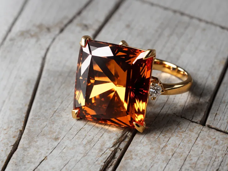 a jewelry ring design, amber and cinnabar, gemstones and diamonds, luxury, closeup, product view, ultra quality, digital art, exquisite hyper details, 4k, Soft illumination, dreamy, fashion