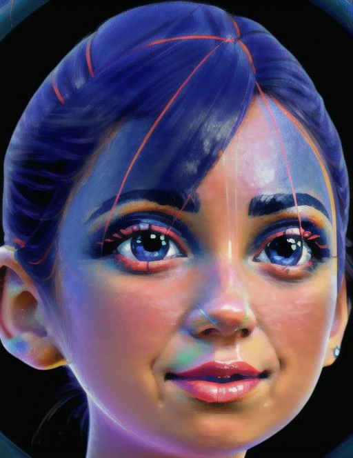 1girl, solo, blush,happy,<lora:getaisplash:0.7>,black background, colorful,splash artstyle