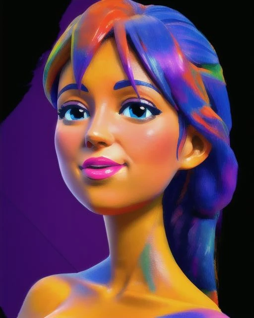 upper body,woman, solo,huge chest, blush,happy,<lora:getaisplash:0.5>,splash artstyle,black background, colorful,