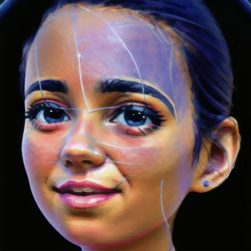 1girl, solo, blush,happy,<lora:getaisplash:0.7>,splash artstyleblack background, colorful,