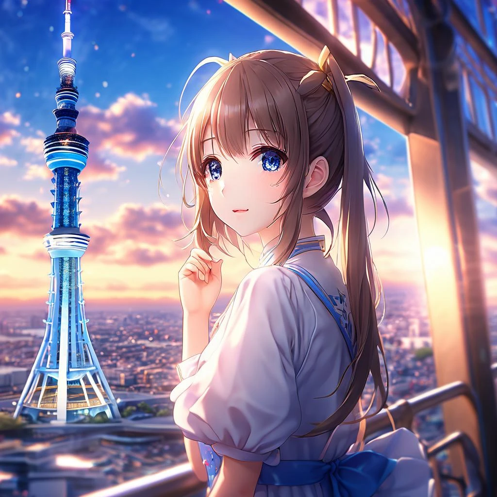 1girl, Skytree,