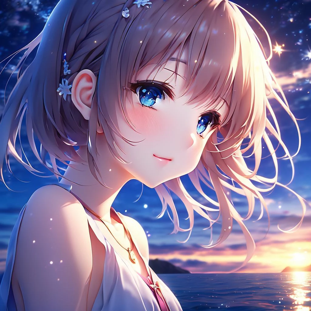 1girl,sea,star,night