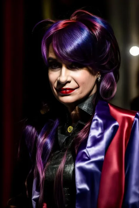 sks woman, (kristina:1) dressed like (The Joker:1) with (serious look:1.5) with multicolor hair looking to the camera, <lora:add_detail:1> <lyco:locon_perfecteyes_v1_from_v1_64_32:0.5> <lora:kristina-10:1>