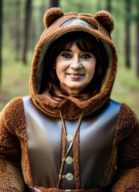portrait of sks woman (kristina:1), dressed with detailed ((bear costume)), (outdoors:1.2), natural lighting, 4k, 8k, 8k realistic, sharp focus, intricate, high resolution, , <lyco:locon_perfecteyes_v1_from_v1_64_32:0.85> <lora:kristina:1>
