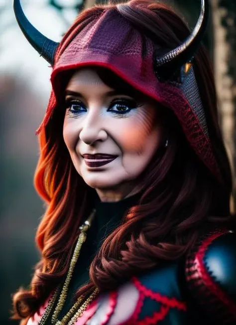 portrait of sks woman (kristina:1) dressed with ((detailed devil costume:1)) with horns, (outdoors:1.2), natural lighting, 4k, 8k, 8k realistic, sharp focus, intricate, high resolution, , <lyco:locon_perfecteyes_v1_from_v1_64_32:0.85> <lora:kristina:1>