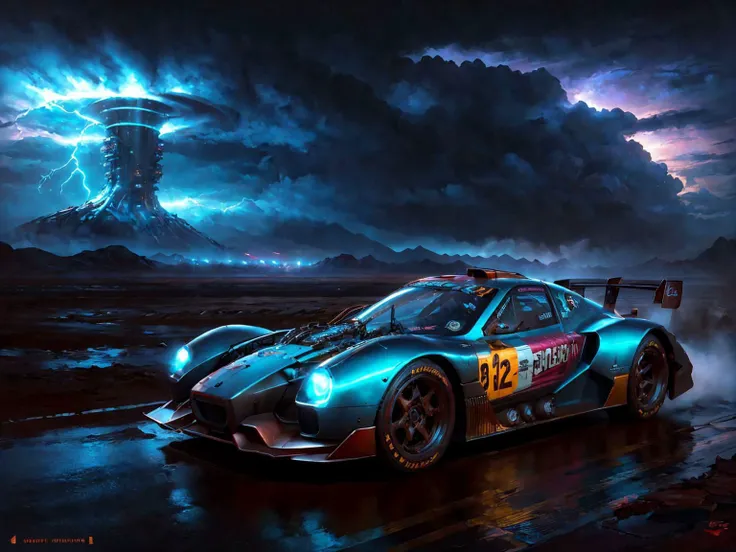 futuristic [teslapunkai:dieselpunkai:cogpunkai:steampunkai:valvepunkai] race car rain clouds highly detailed, muted colors, desert cinematic dramatic lighting, 8k, photograph by Stanislav Vovchuk, Min Guen <lyco:PunkBundleAI:0.6> Neon Light <lora:Neno:0.4> <lora:LowRA:0.8>