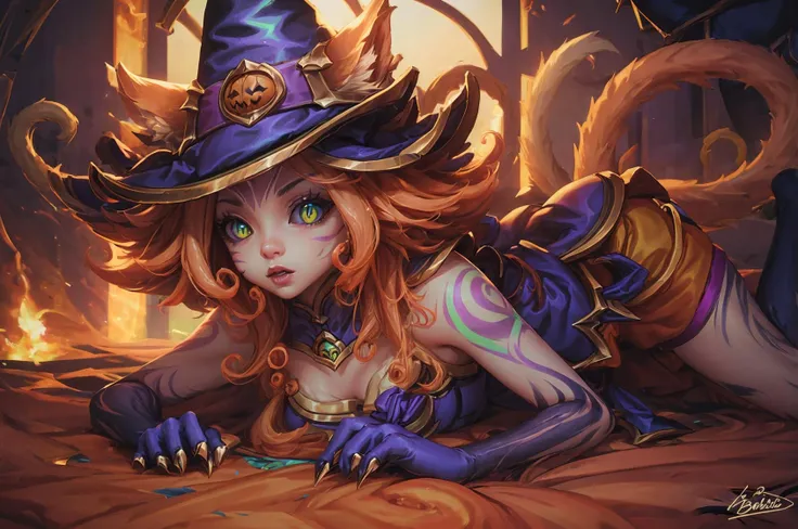 (masterpiece, absurdres, highres,full body, ultra detailed, illustration, line drawing:1), (art book, text:1.4)
1girl, <lora:OkuriSae-v1:0.7>,
(1girl, finely detailed beautiful face, finely detailed eyes),
(hat,black_headwear,ribbon,red_ribbon,bandaid,bow,cabbie_hat,bangs,striped,red_bow,bowtie,red_bowtie,beret:1.2),
(short_hair,brown_hair,multicolored_hair,two-tone_hair:1:2),
animal_ears,animal_ear_fluff,dog_ears,ears_down,
collar,black_collar,choker,black_choker,
(red_eyes, white_pupils),
(wolf_tail, fox_tail:1.2),
(paw_print:1.2),
(black_headwear, beret, cabbie_hat, red_ascot, hair_ornament:1),
(bowtie, choker, red_bow ,neck_ribbon, red_ribbon, collared_shirt, white_shirt:1),
(black_gloves, short_sleeves, puffy_short_sleeves, bandaged_arm:1),
(suspender_skirt, black_skirt, frilled_skirt, high-waist_skirt:1),
(brown_dress, frilled_dress, brown_ribbon, fur_trim:1),
(black_pantyhose, white_socks, bobby_socks:1),
(fur-trimmed_boots, brown_footwear, cross-laced_footwear, lace-up_boots:1),
lollipop , pumpkin, jack-o'-lantern, moon, ghost, lamppost, lantern, tree, cookie,
(halloween background, trick_or_treat, night:1),
(world war in the background)