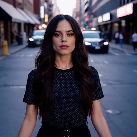 cinematic photo Mid-shot portrait of a beautiful ((ohwx woman)) in her 30s , with long hair, candid street portrait in the style of Martin Schoeller award winning, Sony a7R <lora:ortega_sdxxxl_dh128_v1:1> . 35mm photograph, film, bokeh, professional, 4k, highly detailed