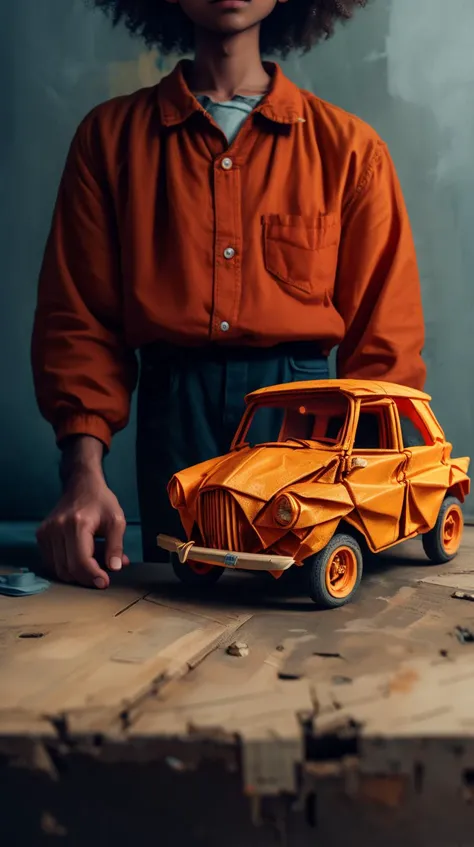 <lora:J_origami:1> J_origami Tiny toy car, (Masterpiece:1.3) (best quality:1.2) (high quality:1.1)