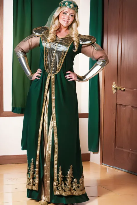 (masterpiece, best quality:1.2), ultra-detailed, medieval castle room, full body photo EdobMWC costume66 a Woman, (realistic:1.5),  <lora:EdobMedievalWomanCostume_v1.0:1>