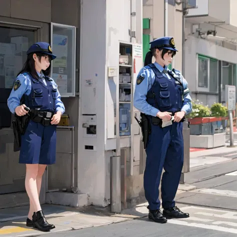 2boys, standing,  full body,police station, <lora:jp-police:1.0>jp-police,police uniform,, masterpiece, best quality, detailed beautiful face and eyes,detailed skins,high-resolution,high contrast,