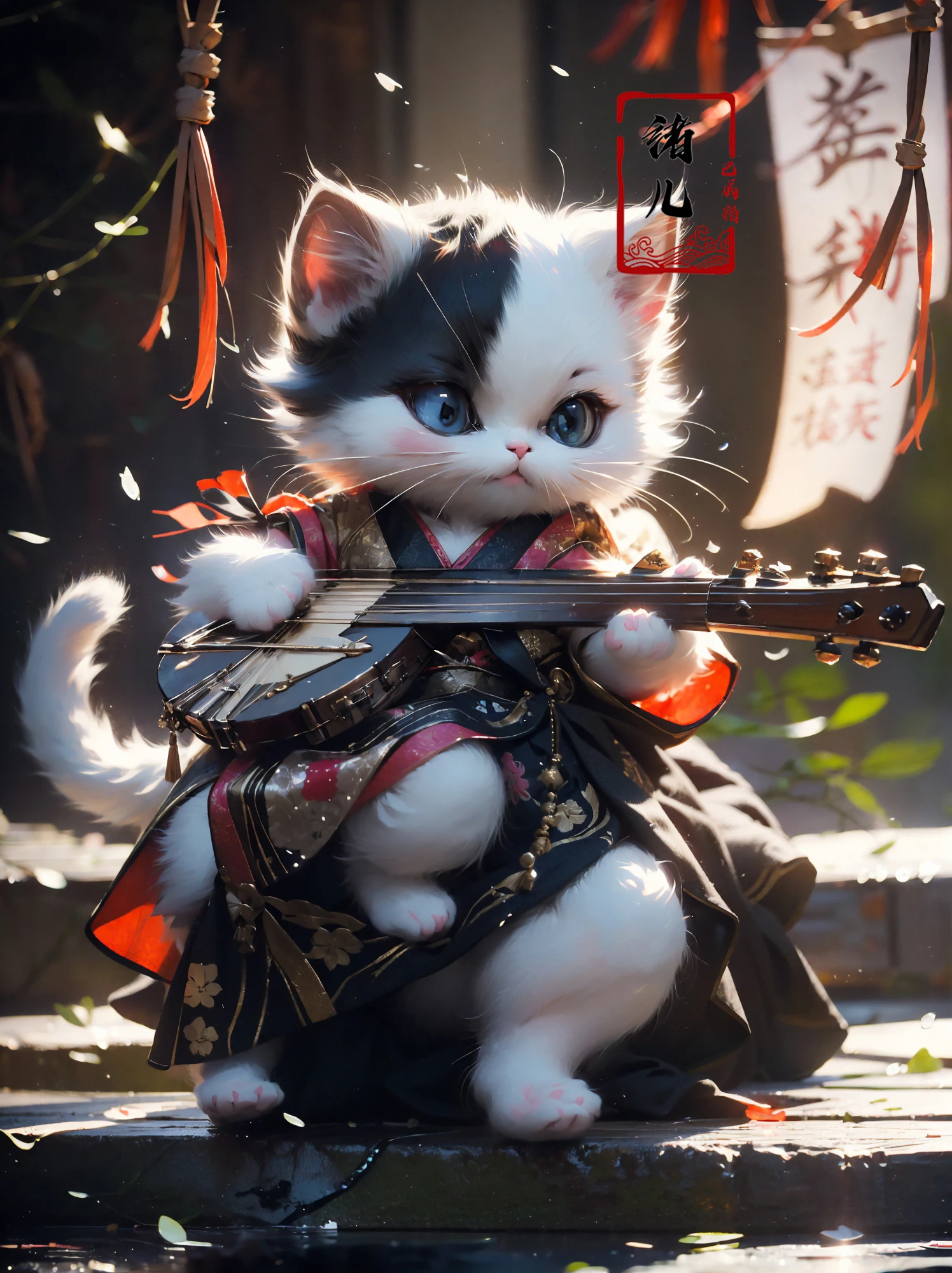 White kittenHanfu, Chinese calligraphy, chinese clothesplaying instrumentmusicdrum
<lora:~Q?-\Yvs+ kitten:0.8>
