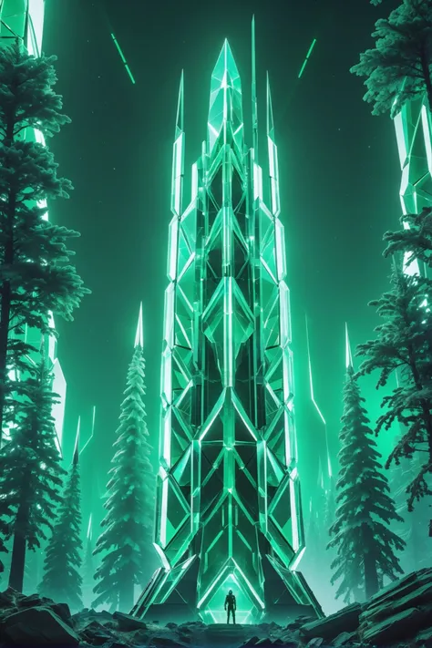 ultra neon forest green crystal minimalism, photograph, promotional still, cinematic color grading, scifi, Paradoxical scifi megastructure outside of the universe<lora:EnvyBetterHiresFixXL01:0:hr=1><lora:EnvyCrystalXL01:0.6>