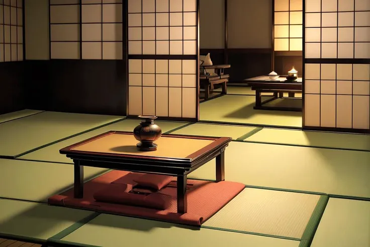 8k, best quality, real picture, intricate details, ultra-detailed, ultra highres, depth field,(photorealistic,realistic:1.2),masterpiece,
twilight 
( Step into a traditional Japanese ryokan, with its tatami mat rooms, sliding doors, and warm hospitality, where you can experience the charm of traditional Japanese accommodations :1.3),